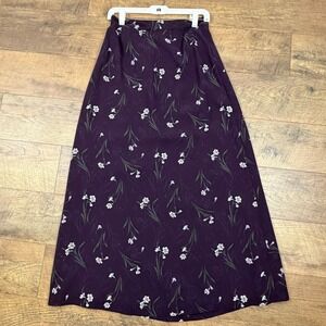 NWT Vintage 90s South Moon Under Maxi Skirt Purple Floral Quickreflex Size 8